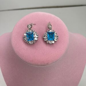 Earrings Women’s Rhinestones White and Blue Jewelry #591